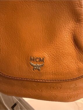 MCM Leather Crossbody Bag with Gold Logo